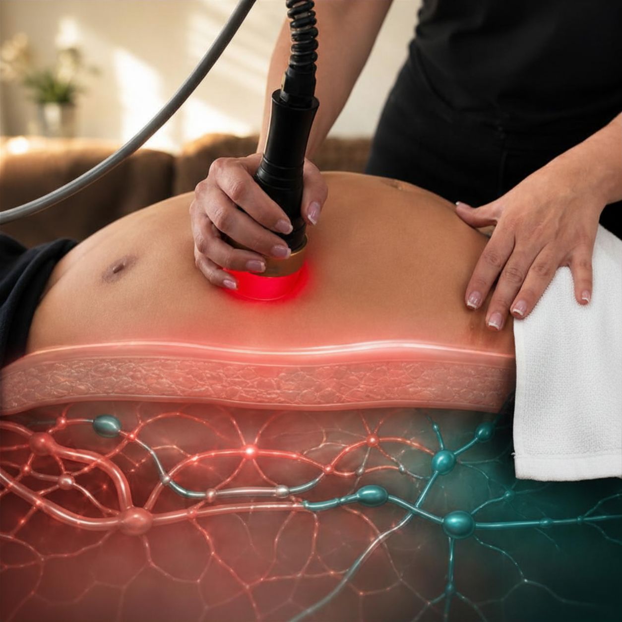 UltraSculpt red-light and lymphatic activation technology supporting skin rejuvenation and circulation