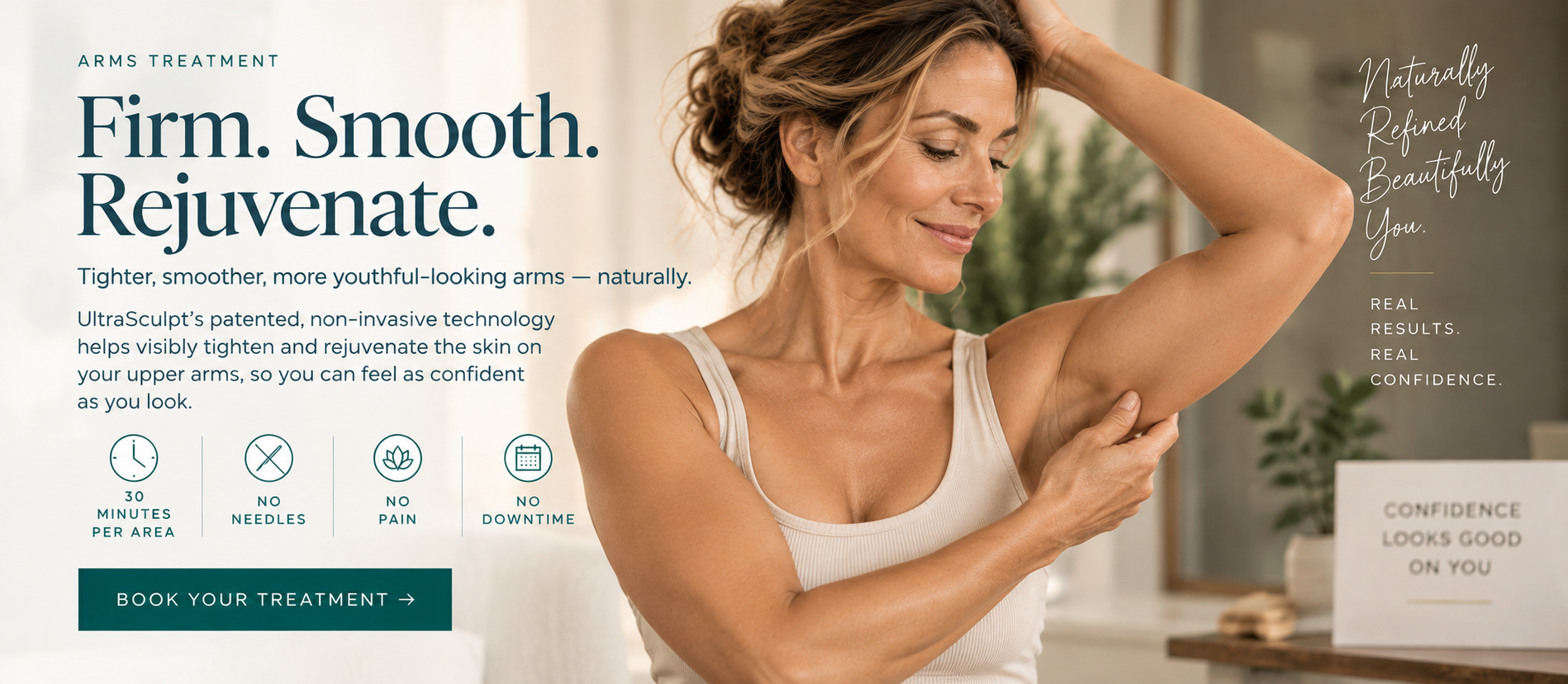 Arm Skin Tightening promotional artwork with illustrative brand imagery